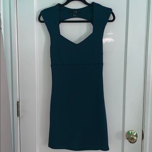 Dark teal dress cris cross open back